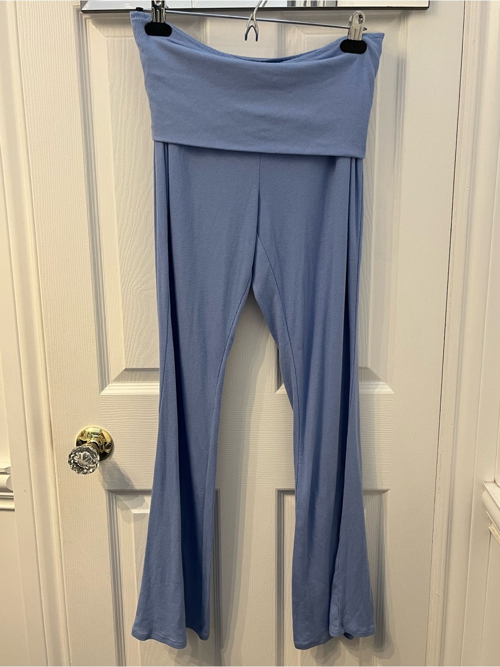 Old Navy Light Blue Fold-Over Waist Flare Pants